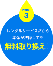 レンタルサービスだから本体が故障しても無料取り換え！