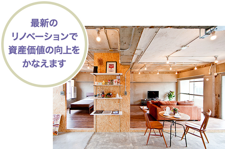 最新のリノベーションで資産価値の向上をかなえます